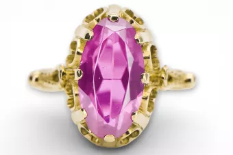 أميثست 14 كارت من الذهب الأصفر خاتم حرف يدوية فينتاج vrc134y